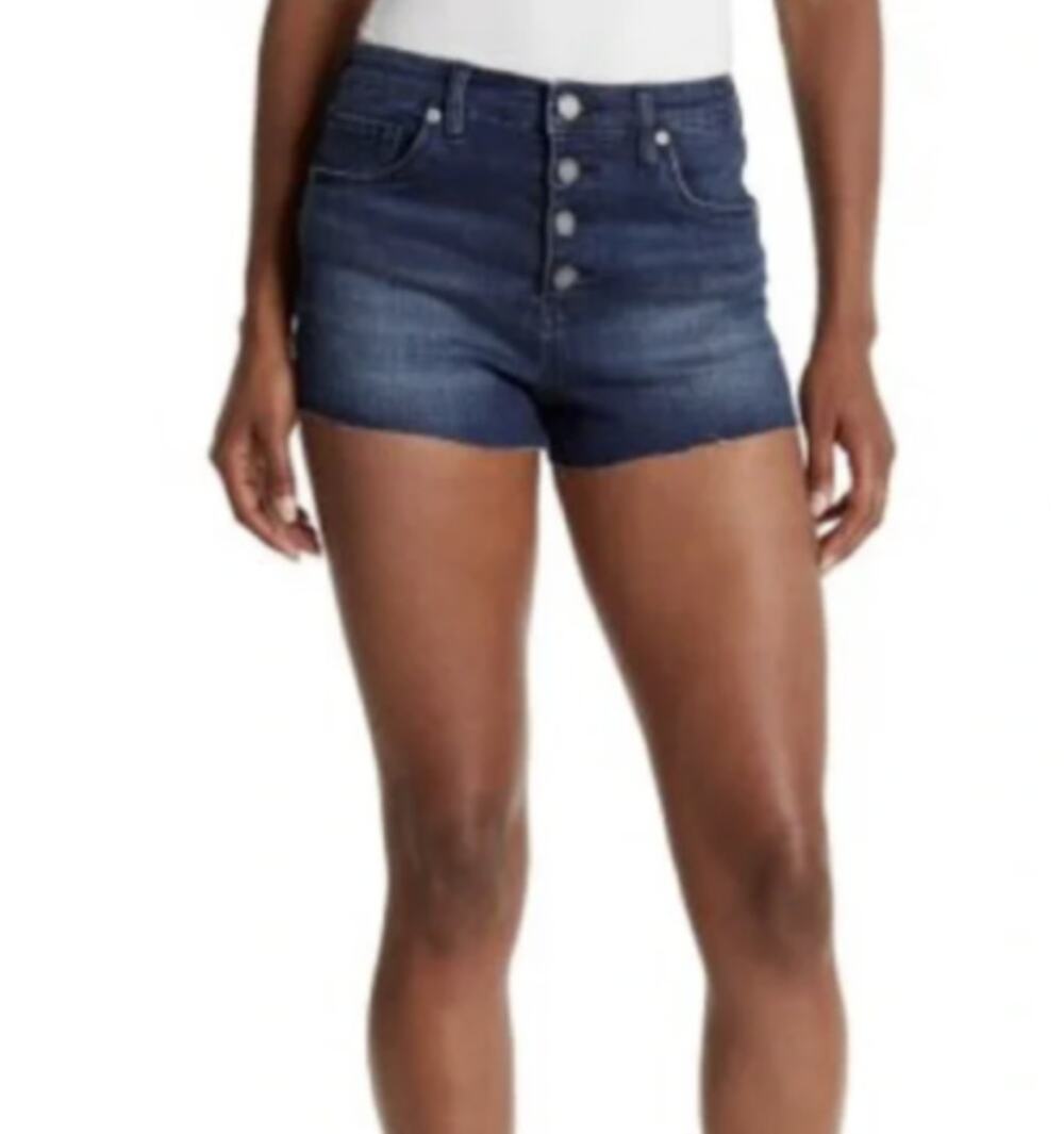 Blank NYC Womens The Lennox High-Rise Button Jean Shorts Sz 29 US8 Dark Wash NWT